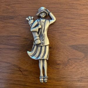Vintage Woman golfer pin